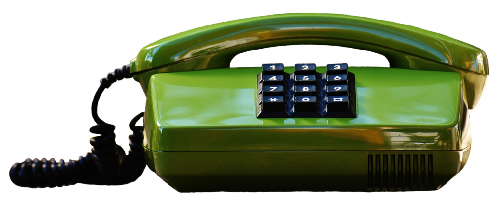 An image of a green, landline phone.